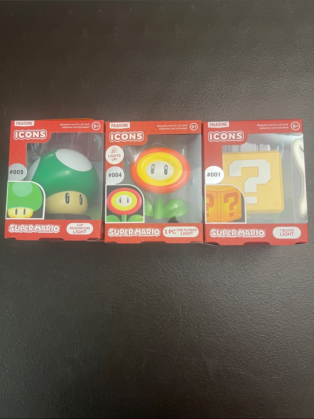 Super Mario Green Mushroom & Red Fire Flower Kids Light Set